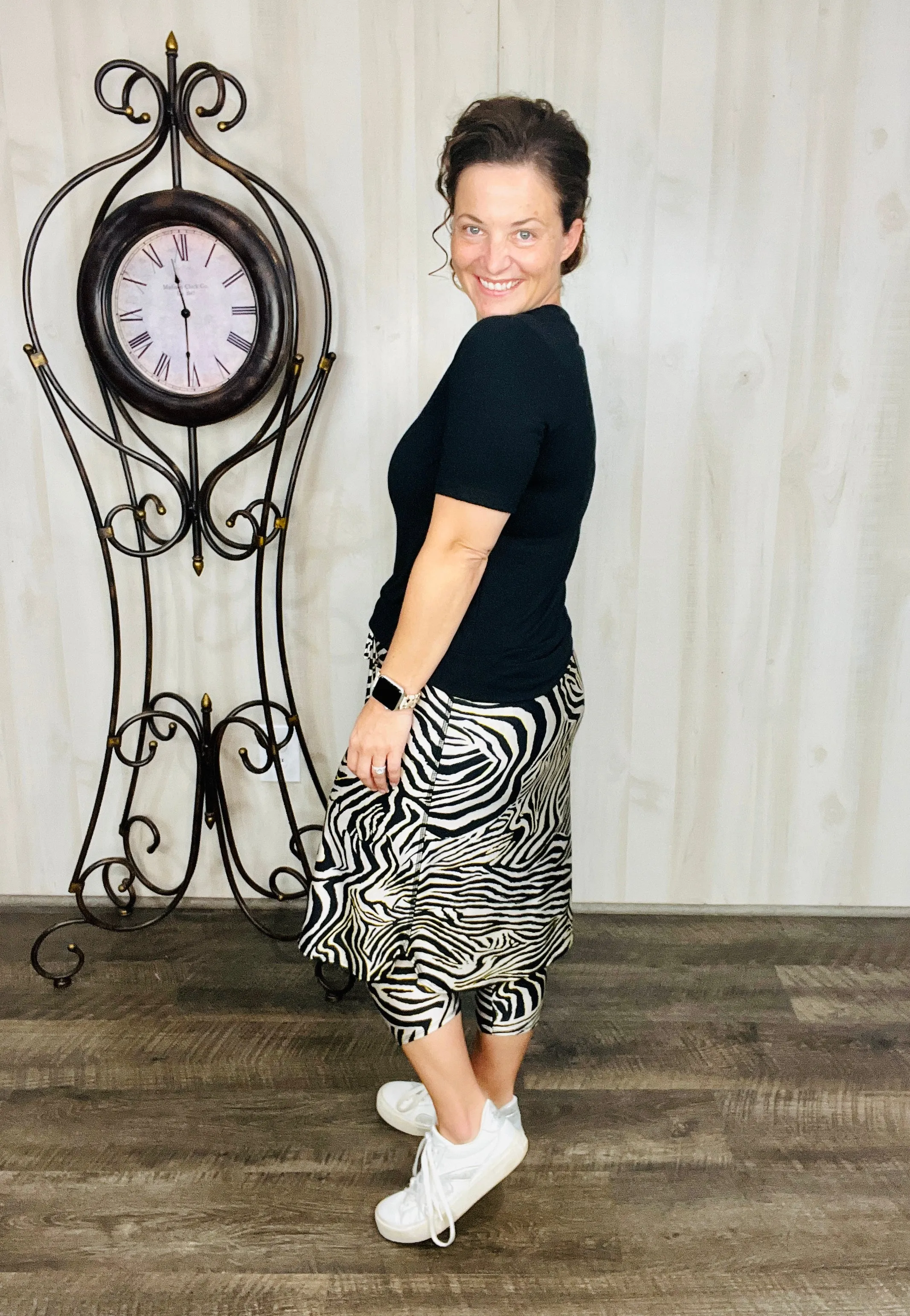 Lisa Zebra Print Swim/Active Skirt 26 (Capri Leggings)