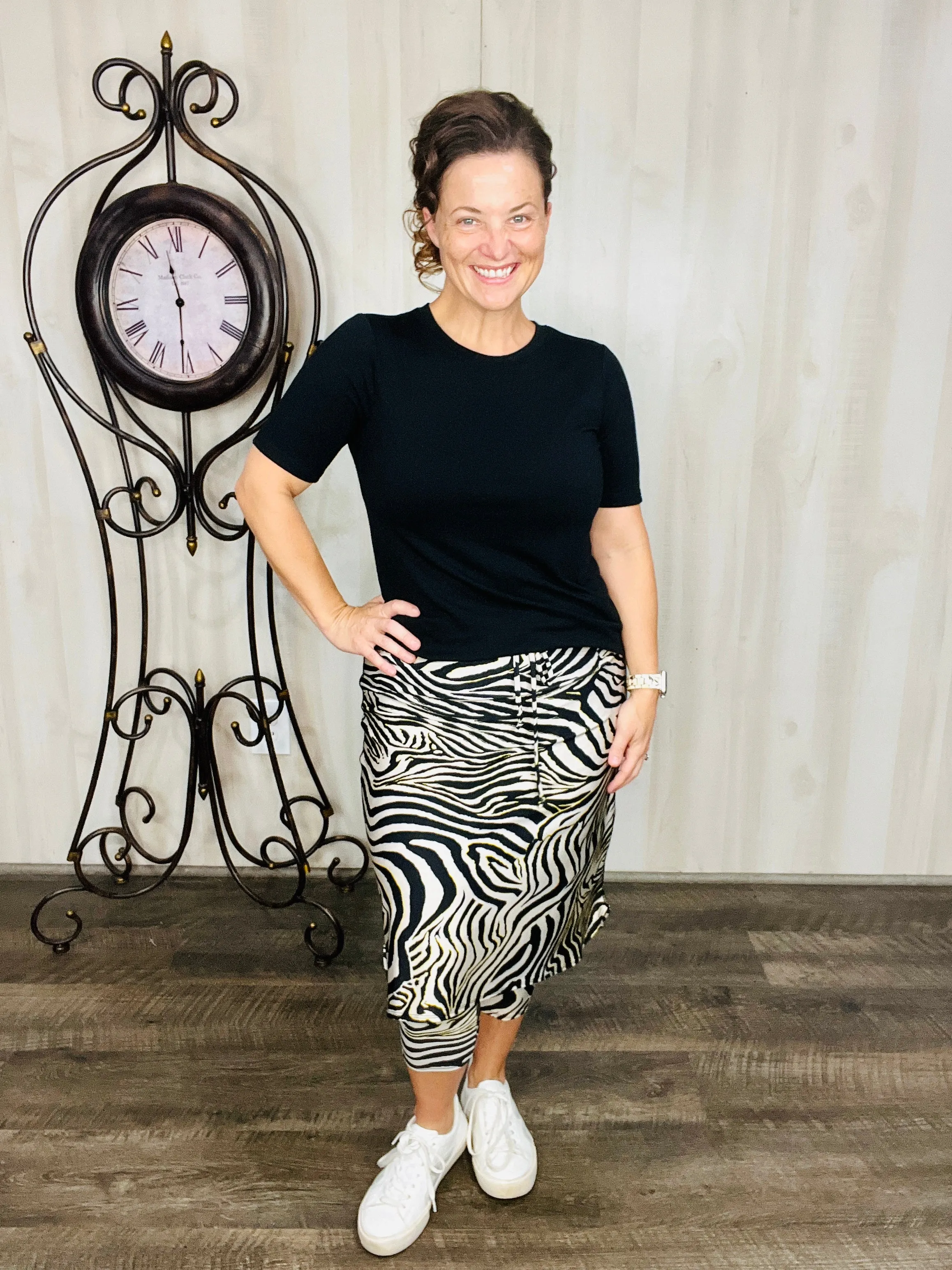 Lisa Zebra Print Swim/Active Skirt 26 (Capri Leggings)