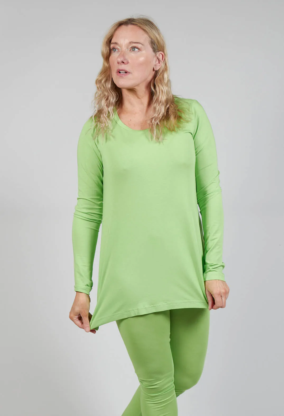 Long Sleeve Jersey Top in Lime