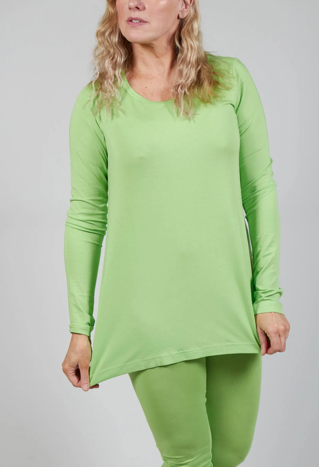 Long Sleeve Jersey Top in Lime