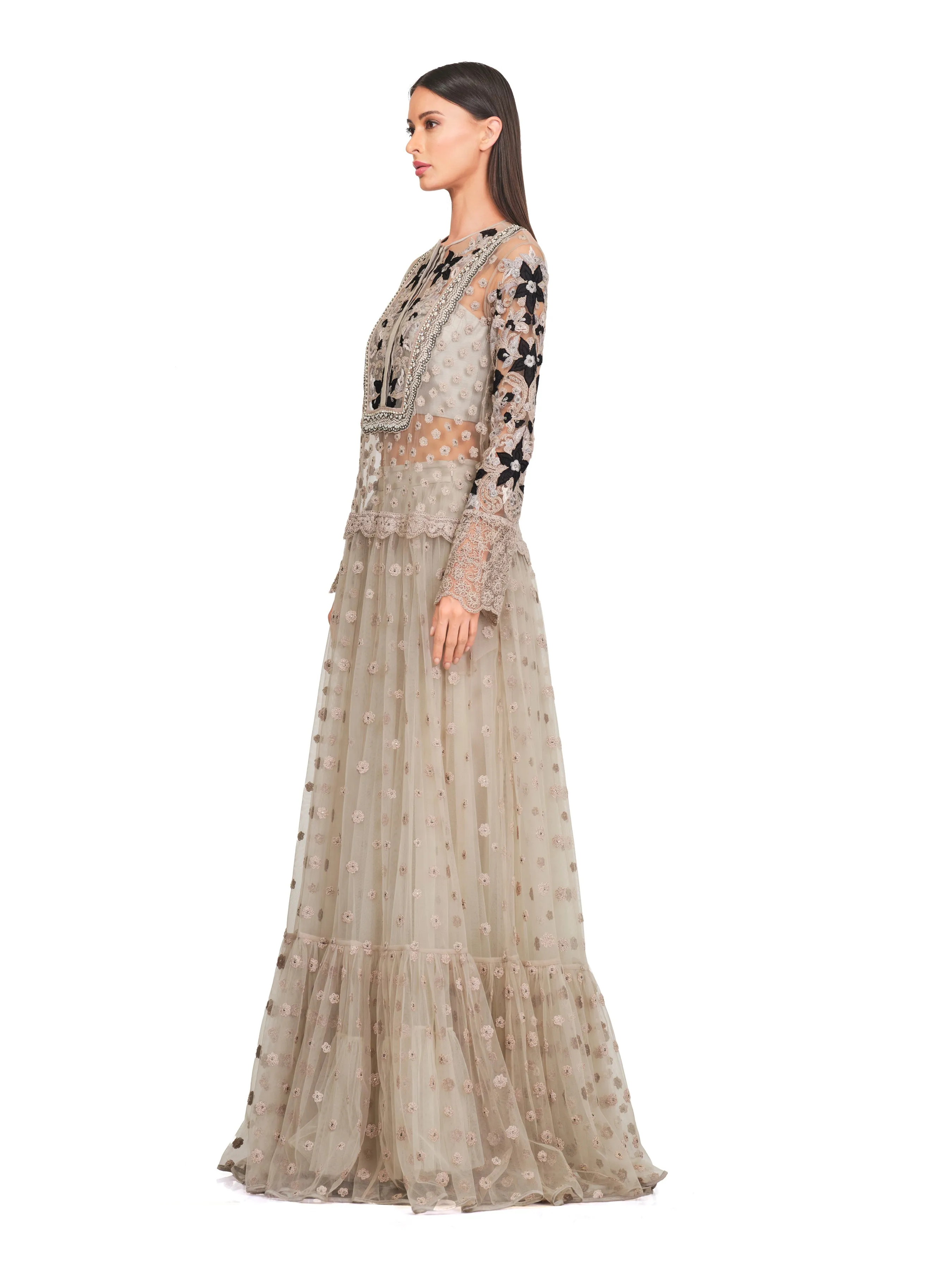 Long Tunic with Patchwork Embroidery & Lightly Embellished Neckline