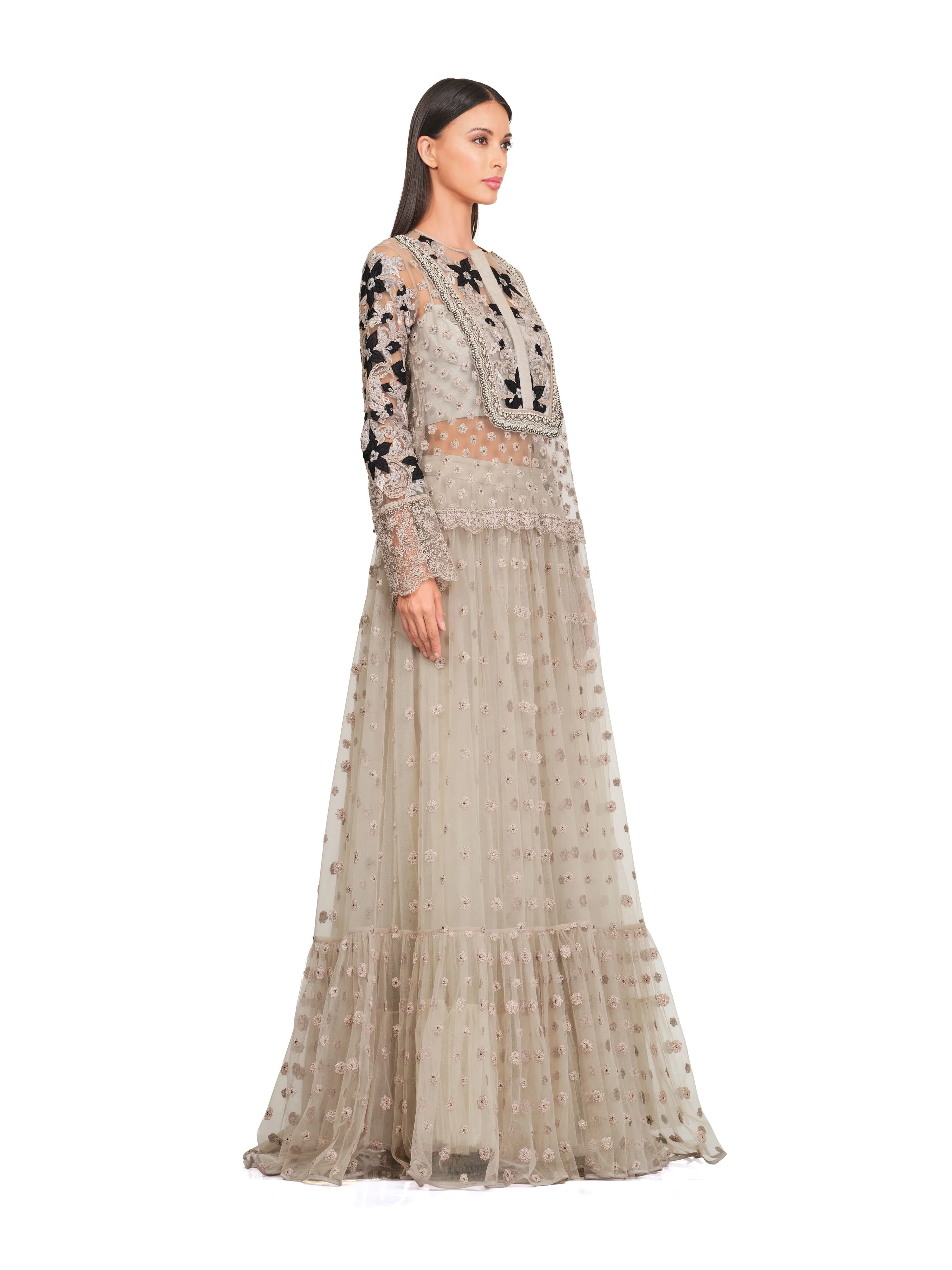 Long Tunic with Patchwork Embroidery & Lightly Embellished Neckline