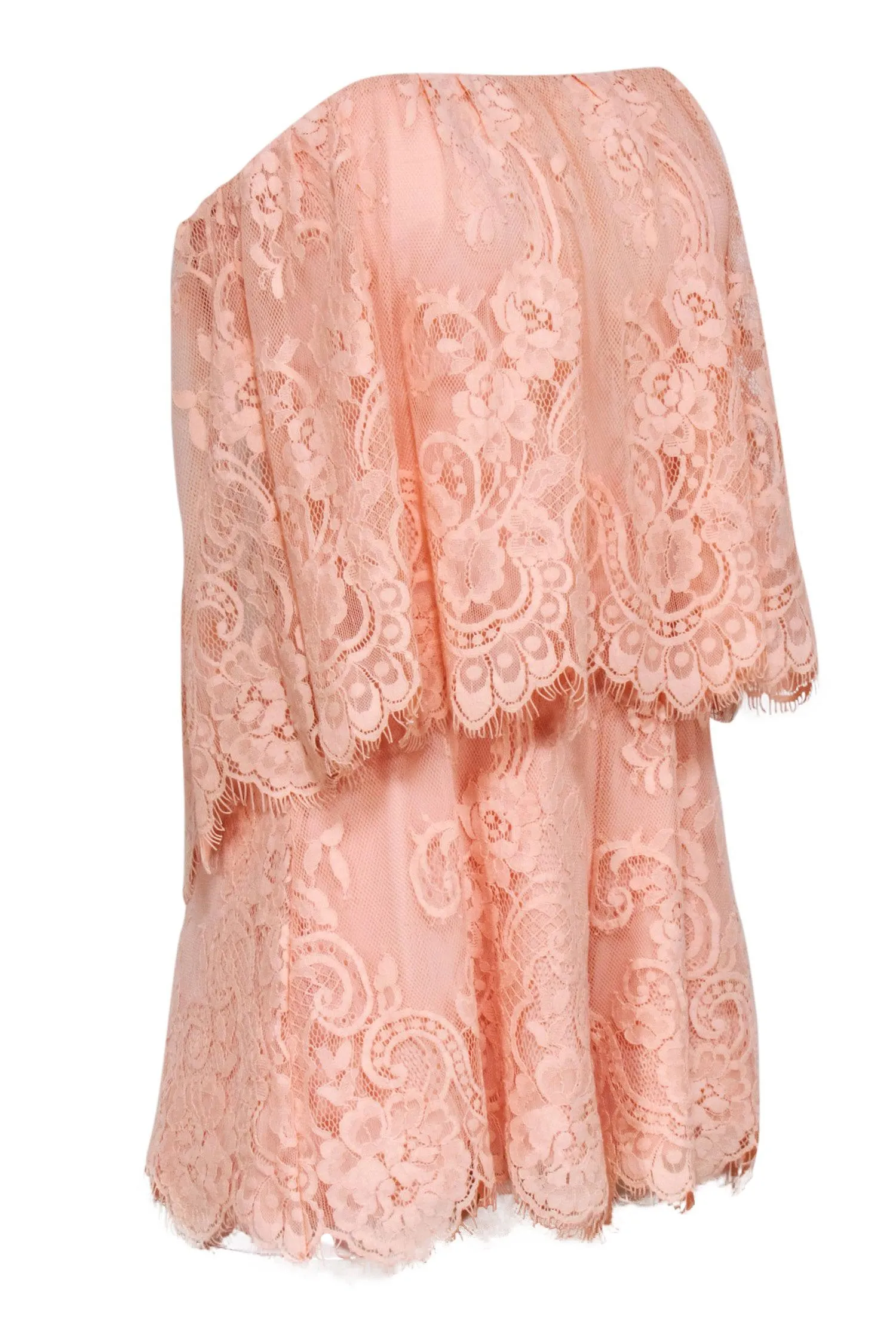 Lovers + Friends - Peach Pink Floral Lace Strapless Romper Sz S