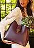 Luella Grey Alexi Plum & Tan Hobo Tote Bag