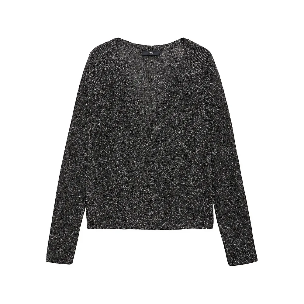 Mango V-Neck Lurex Sweater