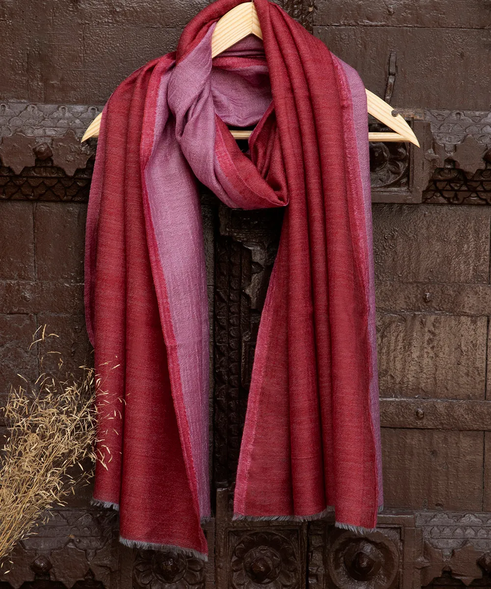 Maroon And Pink Handwoven Double Shade Pure Pashmina Ladies Stole