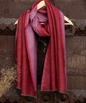 Maroon And Pink Handwoven Double Shade Pure Pashmina Ladies Stole