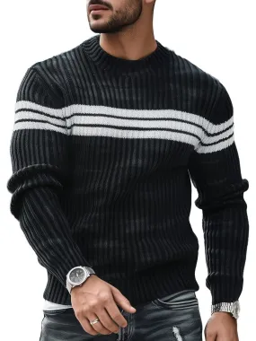 Men's Casual Striped Crew Neck Sweater