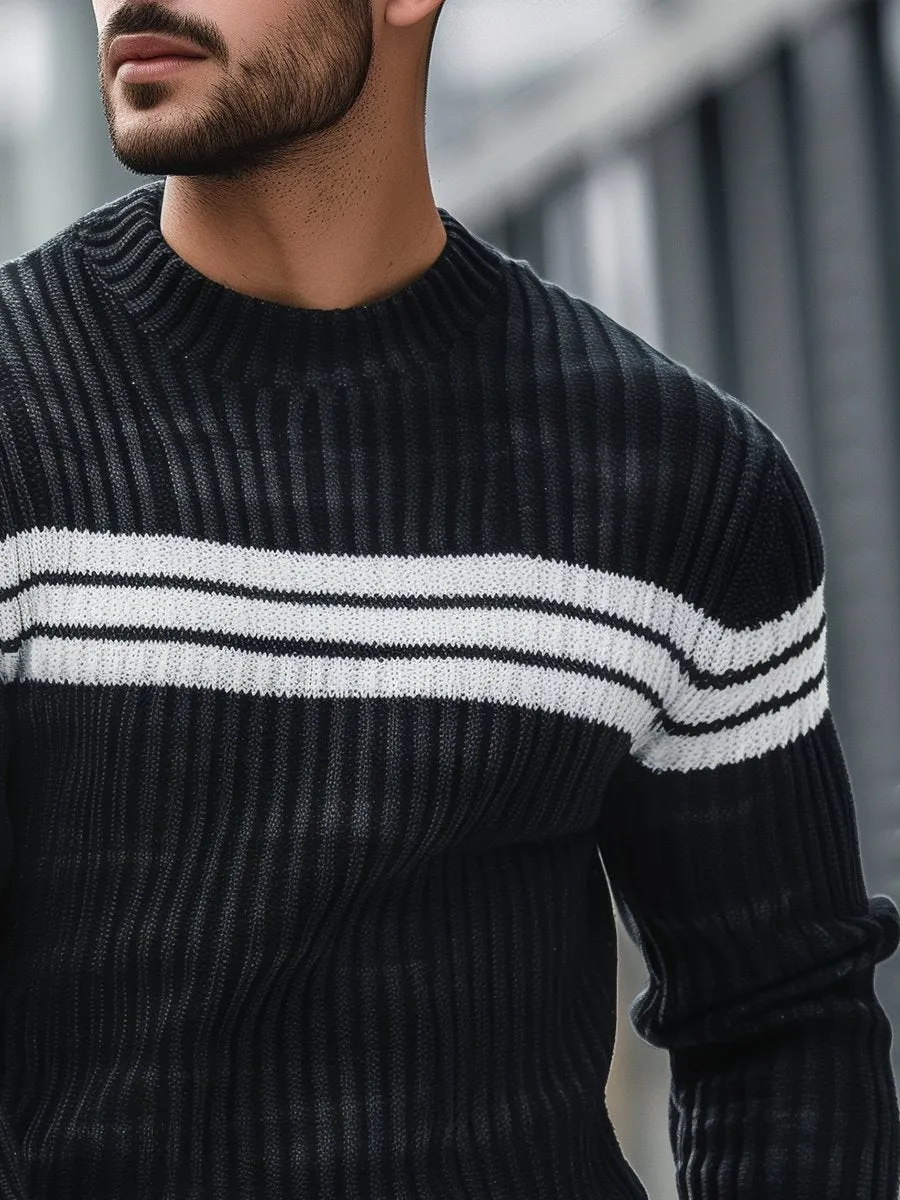 Men's Casual Striped Crew Neck Sweater