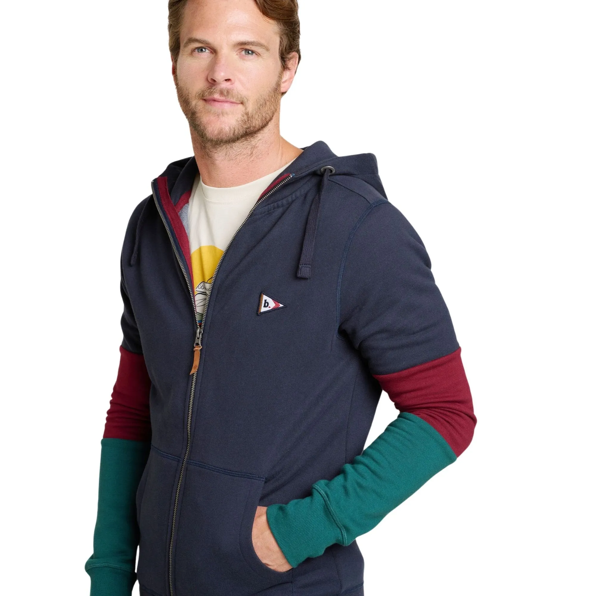 Mens Colour Block Full Zip Hoodie