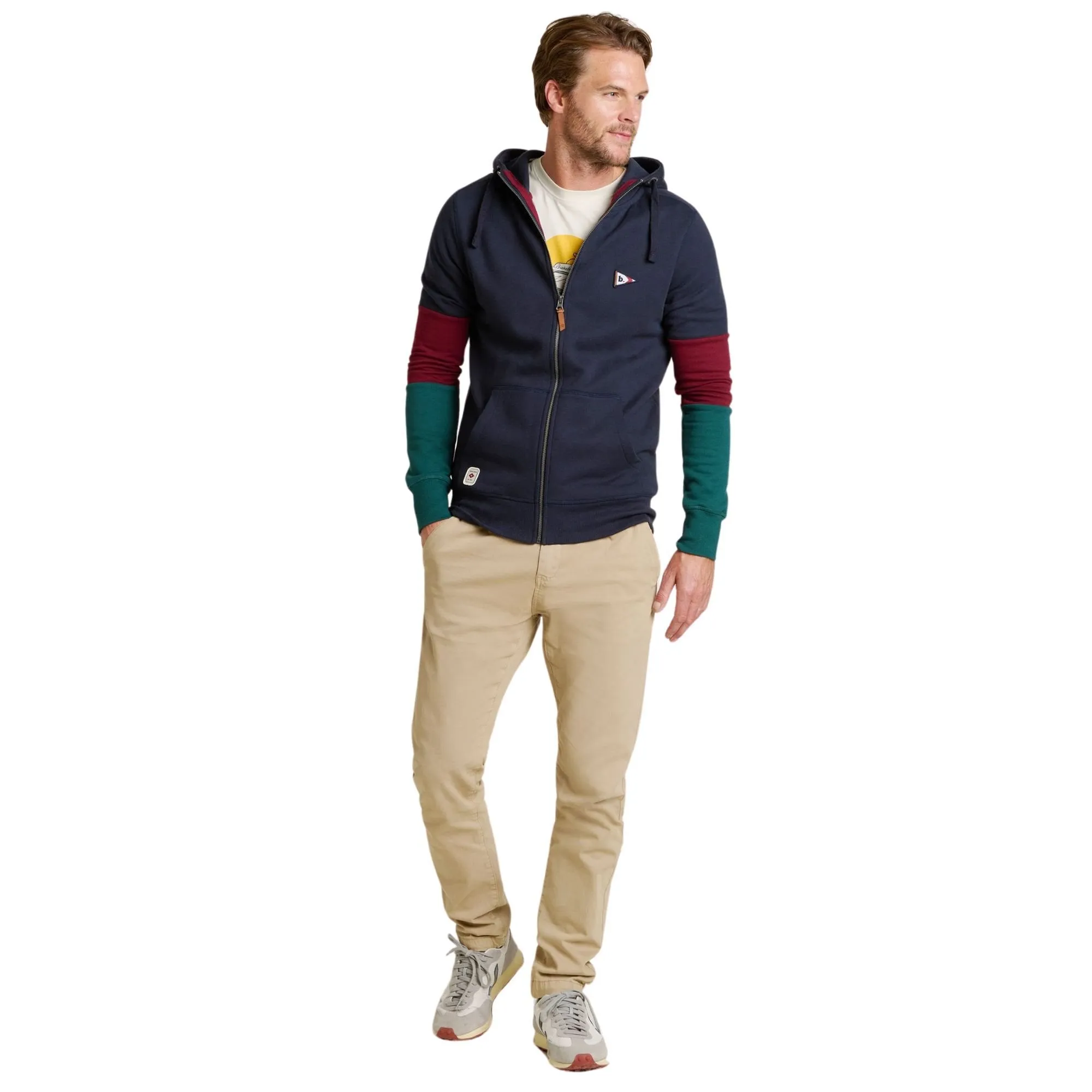 Mens Colour Block Full Zip Hoodie