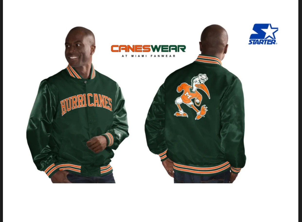 Miami Hurricanes Youth Classic Starter Jacket- Vintage Green