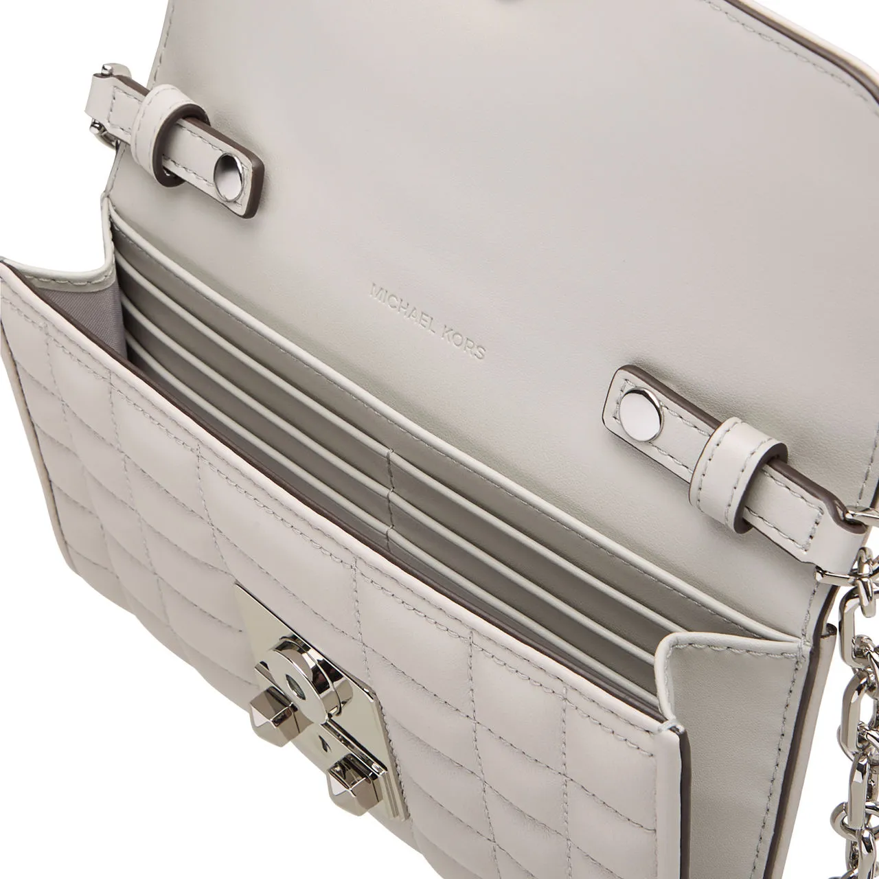 MICHAEL KORS Tribecca Quilted Crossbody Bag - Aluminum