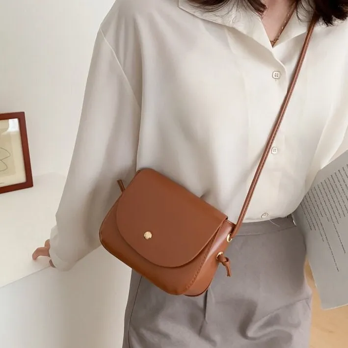 Minimalist Leather Crossbody Bag, Cute Vegan Leather Bag, Small Shoulder Bag, Retro Square Messenger Bag, Handbag for Women