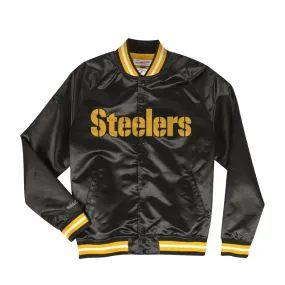 Mitchell & Ness Mens NFL Pittsburgh Steelers Double Clutch Lightweight Satin Jacket OJBF3397-PSTYYPPPBLCK Black