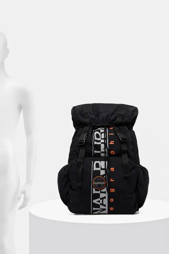 Napapijri backpack H-Curver black color with a print NP0A4HXO0411