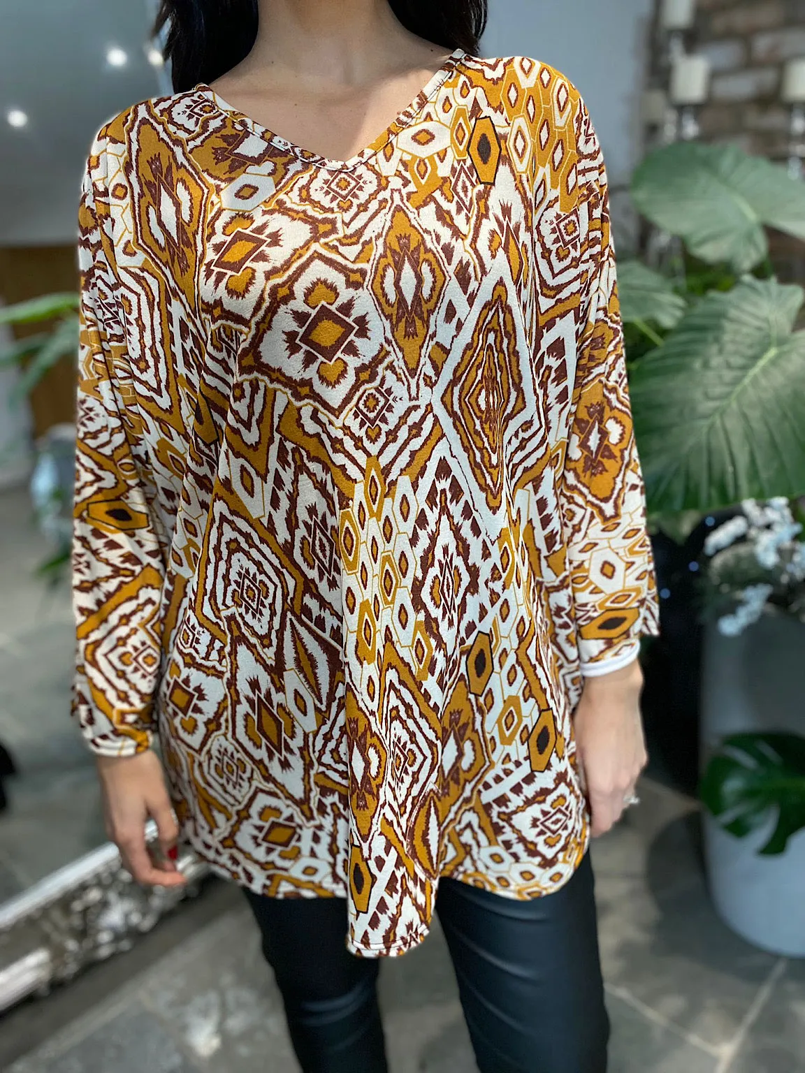 Ochre Multi Diamond Pattern Tunic Tiffany