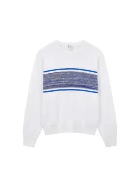 Overseas Station Season Big Chance 8 18 Striped Point Crew Neck Sweater Cream 270316