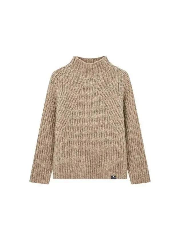 Overseas station season big chance 8 18 women s chunky rib high neck sweater melange beige 271721