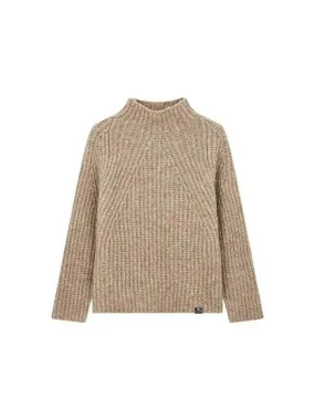 Overseas station season big chance 8 18 women s chunky rib high neck sweater melange beige 271721