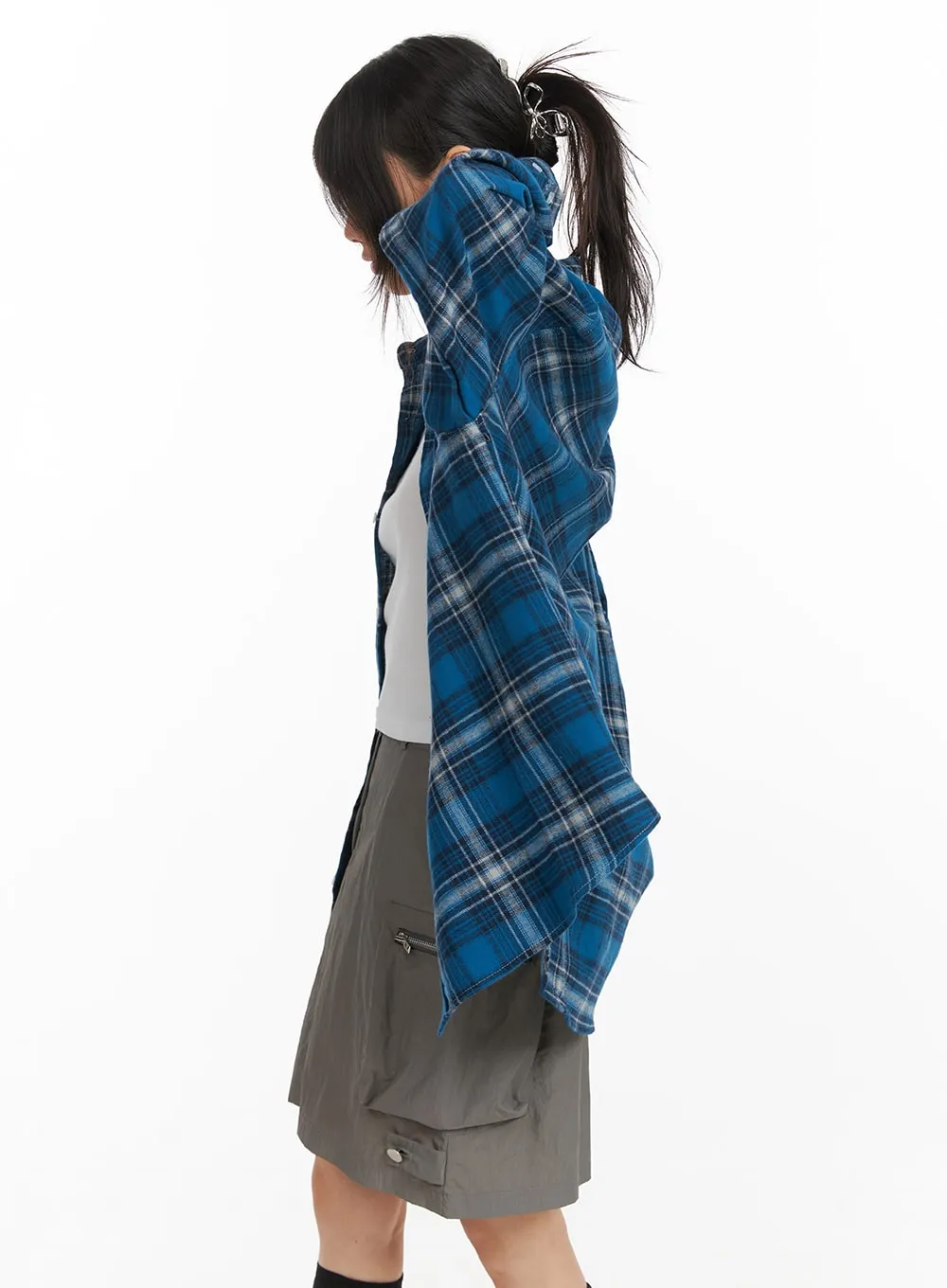 Oversized Checkered Button-Up CM413