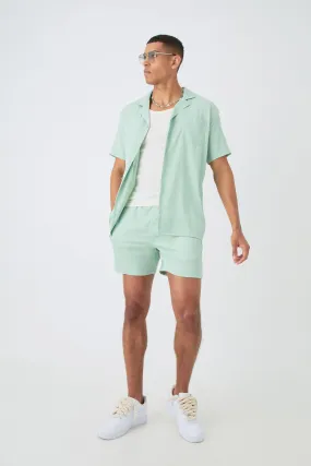 Oversized Short Sleeve Satin Shirt & Short Set | boohooMAN UK