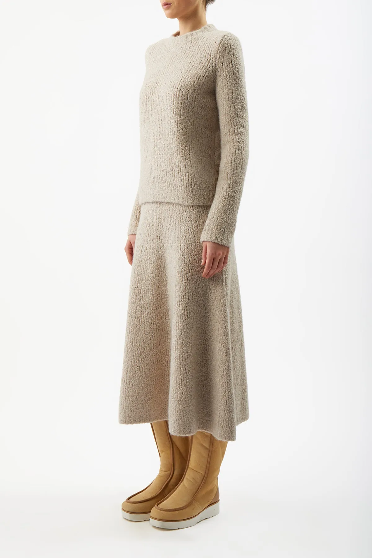 Pablo Knit Skirt in Oatmeal Cashmere Boucle