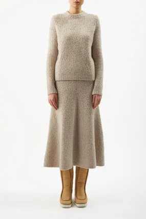 Pablo Knit Skirt in Oatmeal Cashmere Boucle