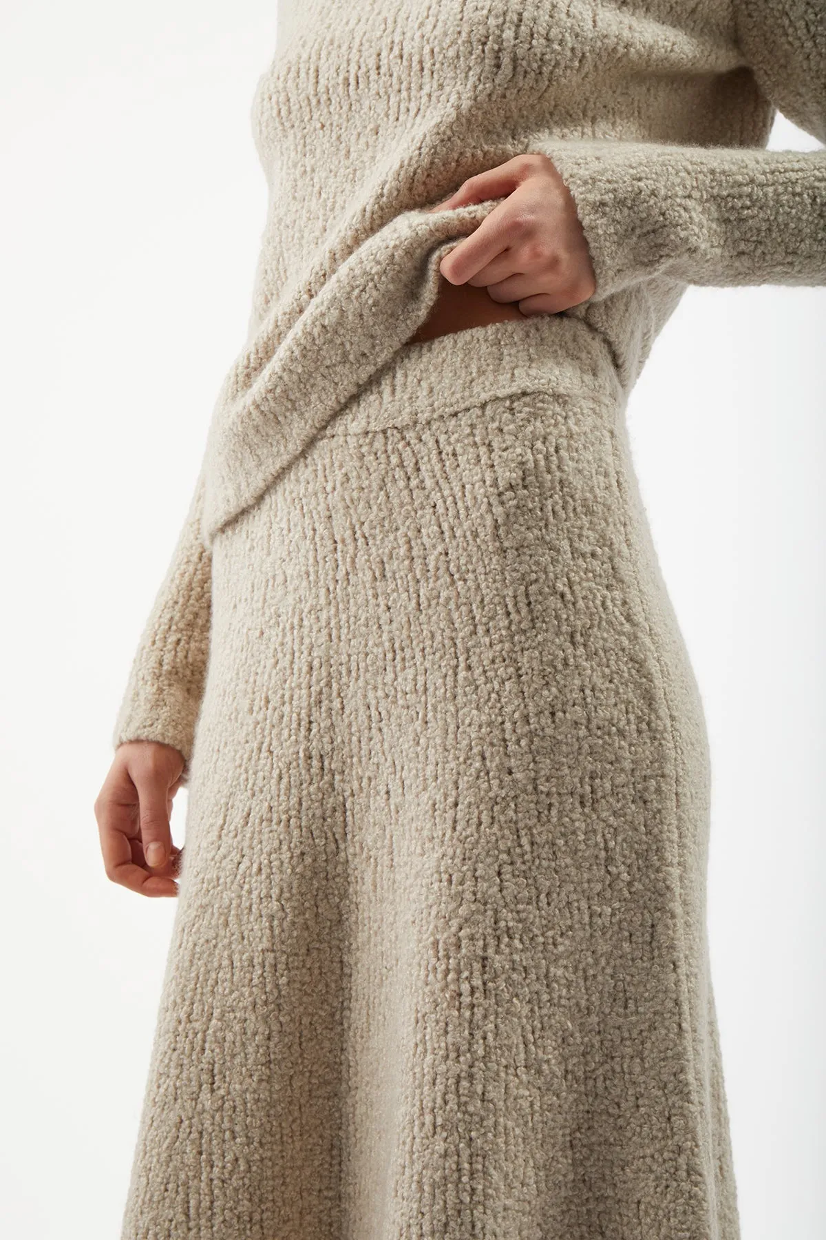 Pablo Knit Skirt in Oatmeal Cashmere Boucle