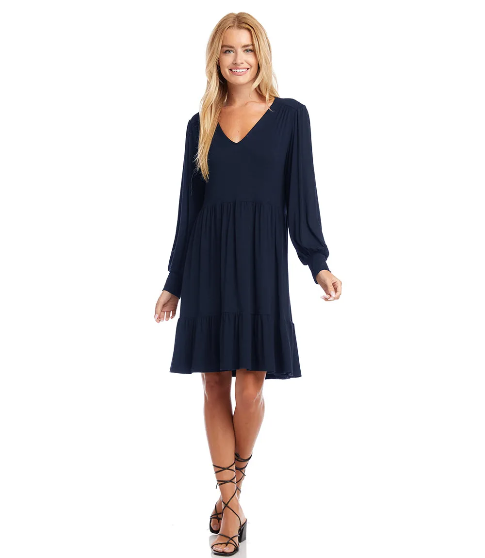 Petite Size Long Sleeve Tiered Dress