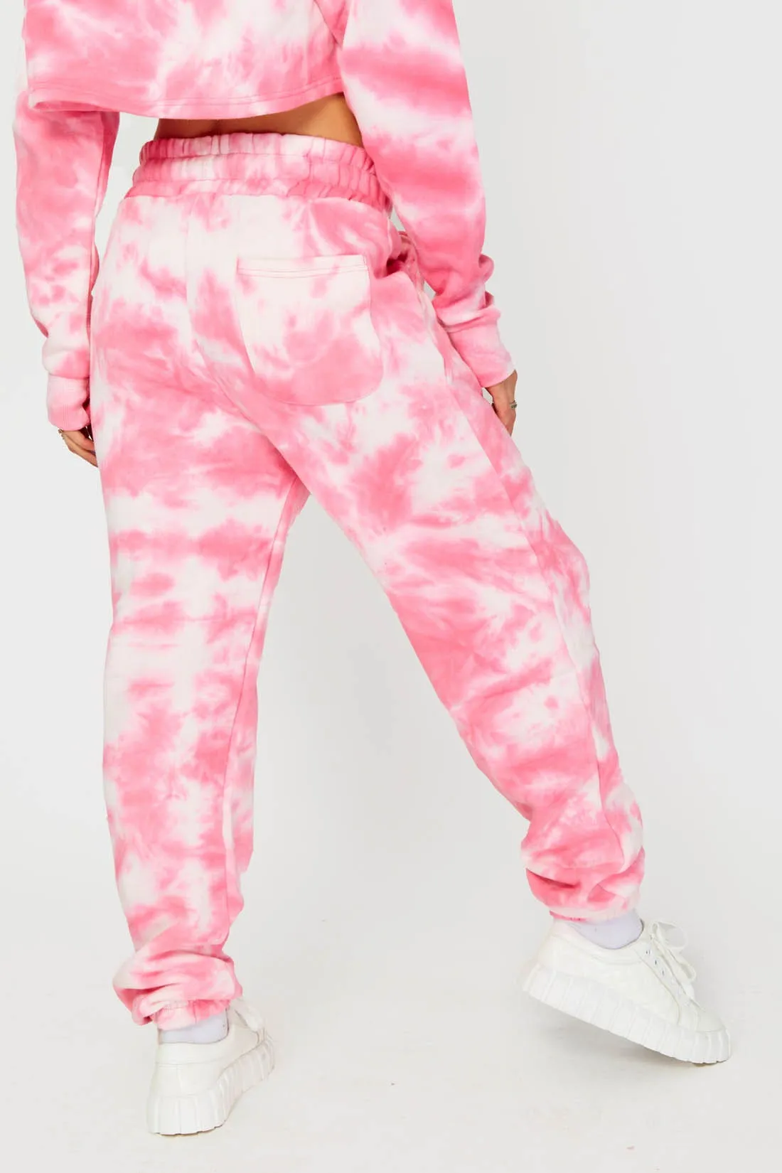 Pink-White Tie Dye Cuffed Joggers