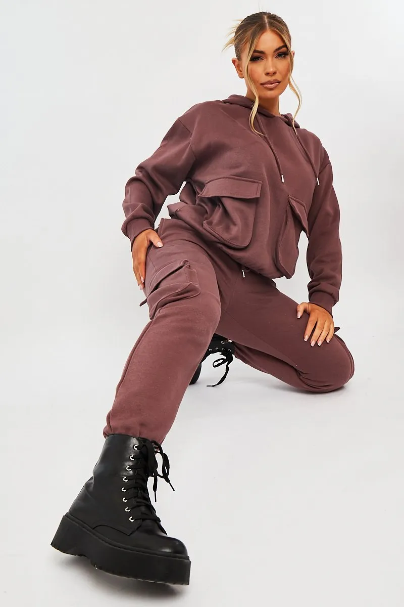 Plum Pocket Hoodie and Joggers Tracksuit - Aafiya