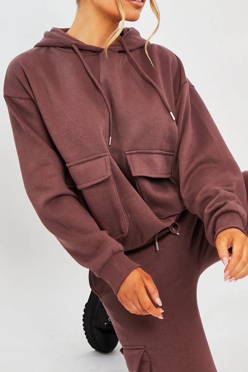 Plum Pocket Hoodie and Joggers Tracksuit - Aafiya