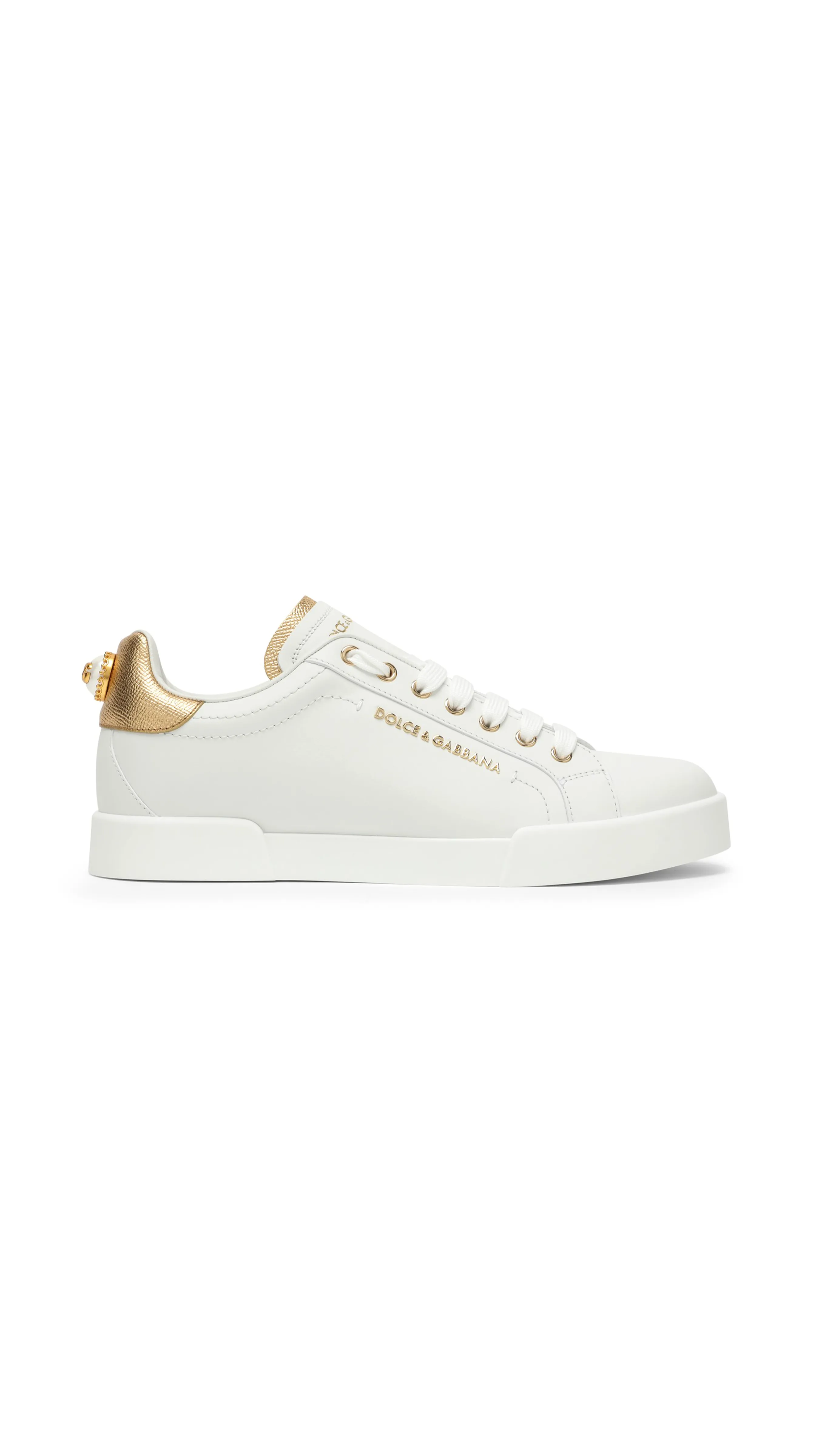 Portofino Sneakers in Nappa Calfskin with Lettering - White/Gold