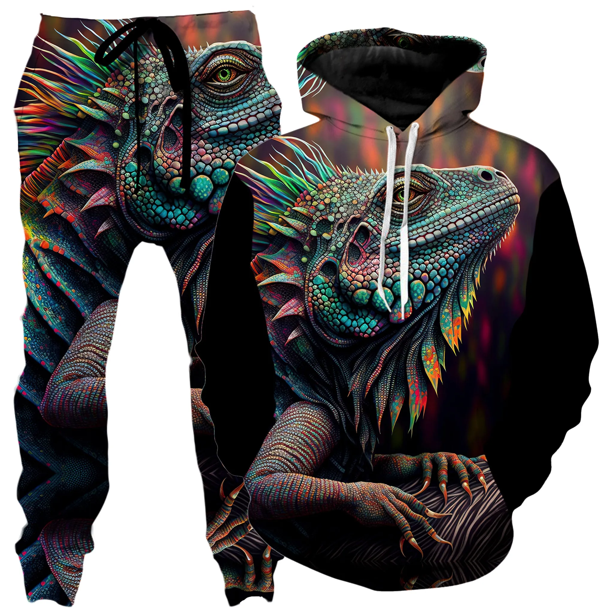 Psychedelic Giant Iguana 2.0 Hoodie and Joggers Combo