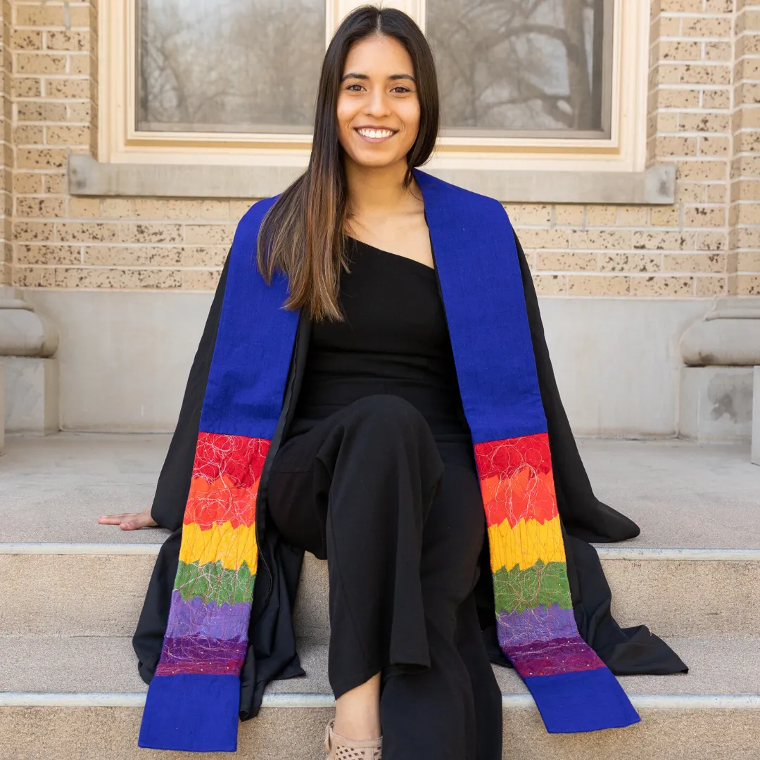 Rainbow and Blue Contemporary Clergy Stole