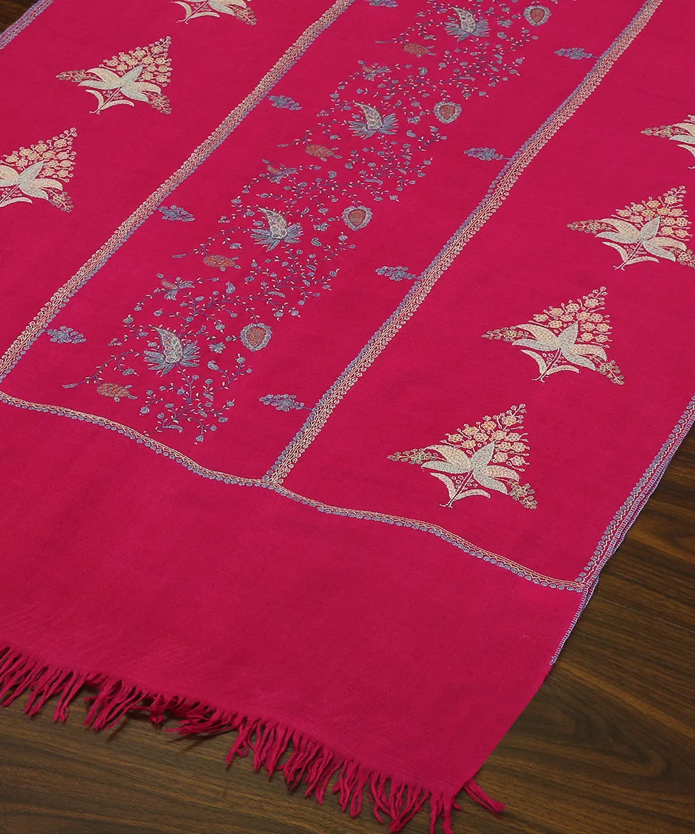 Rani Pink Floral Boota Handwoven Pure Pashmina Stole