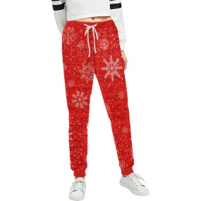 Red Holiday Snowflake Women's All Over Print Jogger Sweatpants