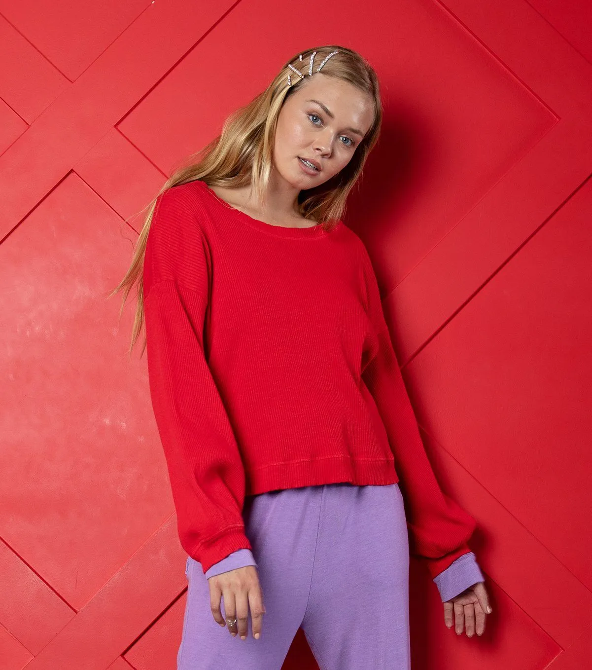 Red Ribbed Sweater