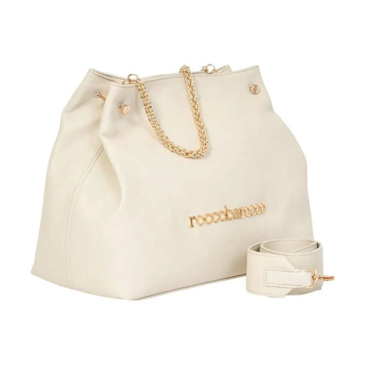 RoccoBarocco 11402  ADELE Tote Bag Borsa a Mano Donna in Ecopelle Off White