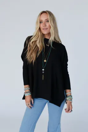 Rosemary Contrast Long Sleeve Top - Black