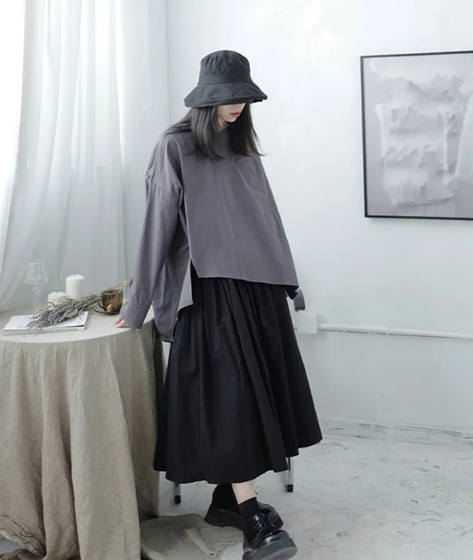 Saburo Irregular Long Sleeve Shirt - Gray