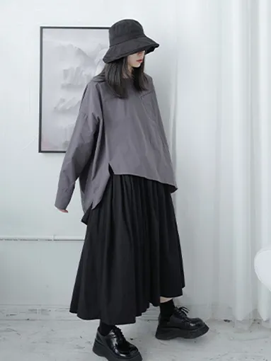 Saburo Irregular Long Sleeve Shirt - Gray