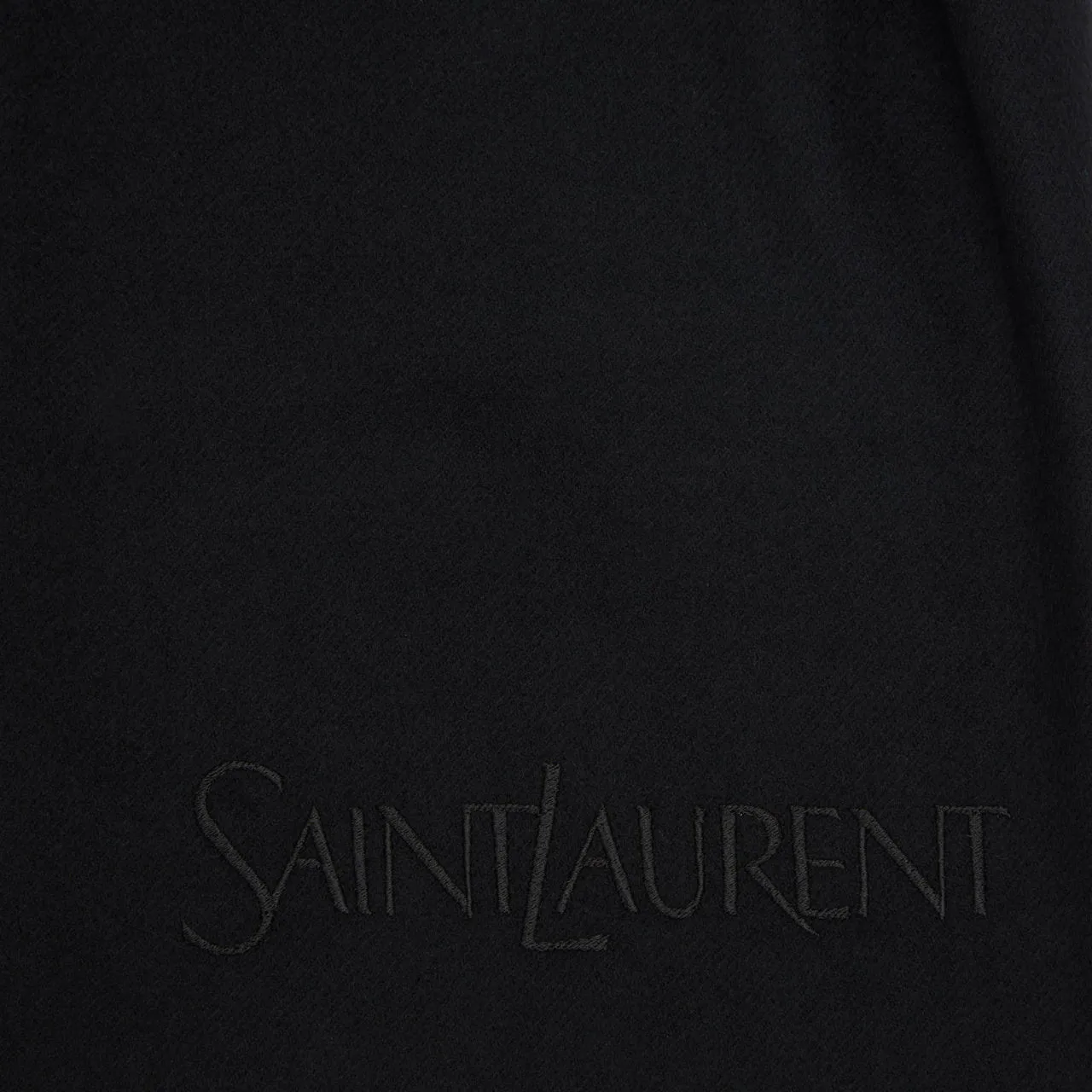 SAINT LAURENT Logo Cashmere Scarf - Black