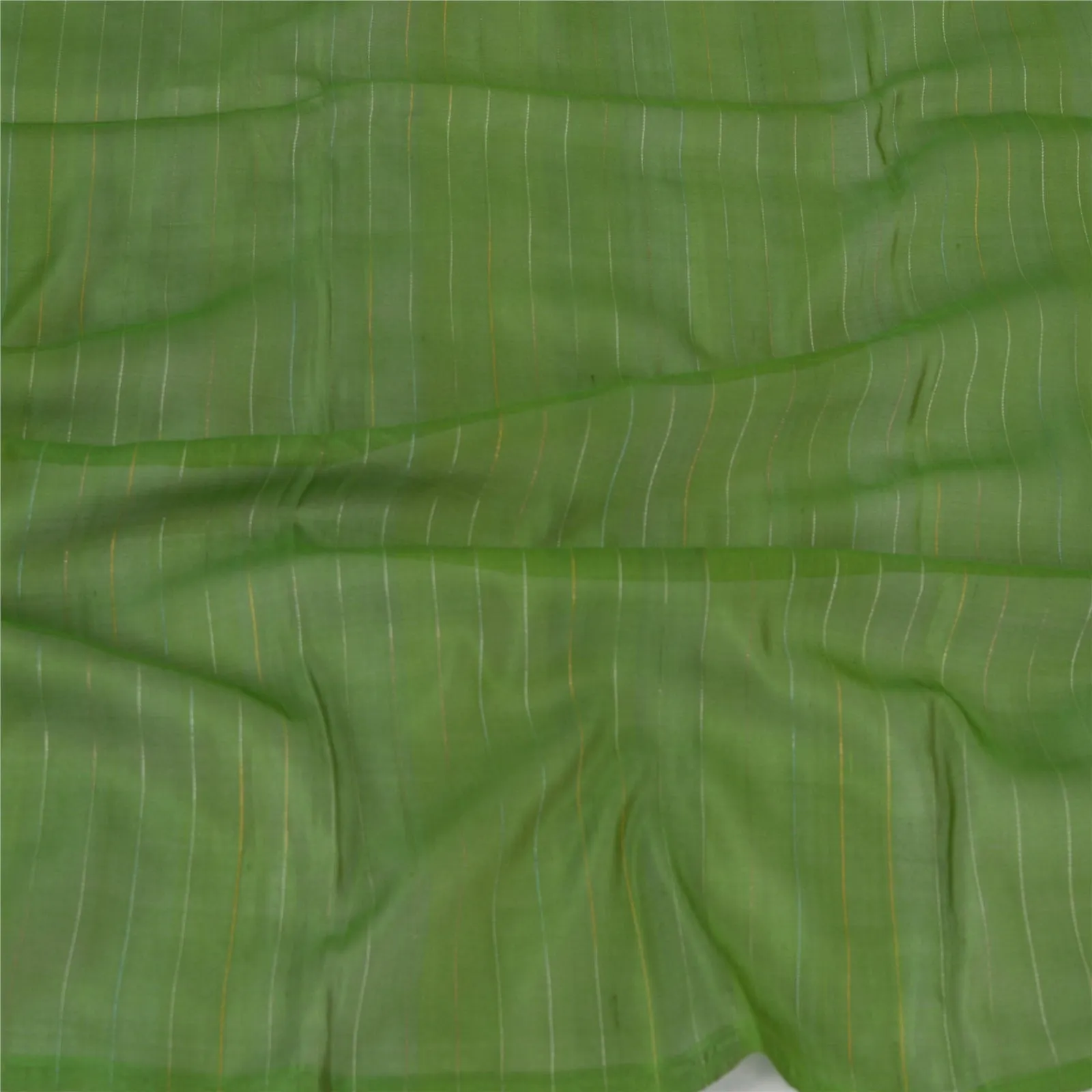 Sanskriti Vintage Green Long Dupatta Stole Pure Silk Woven Brocade/Banarasi Veil