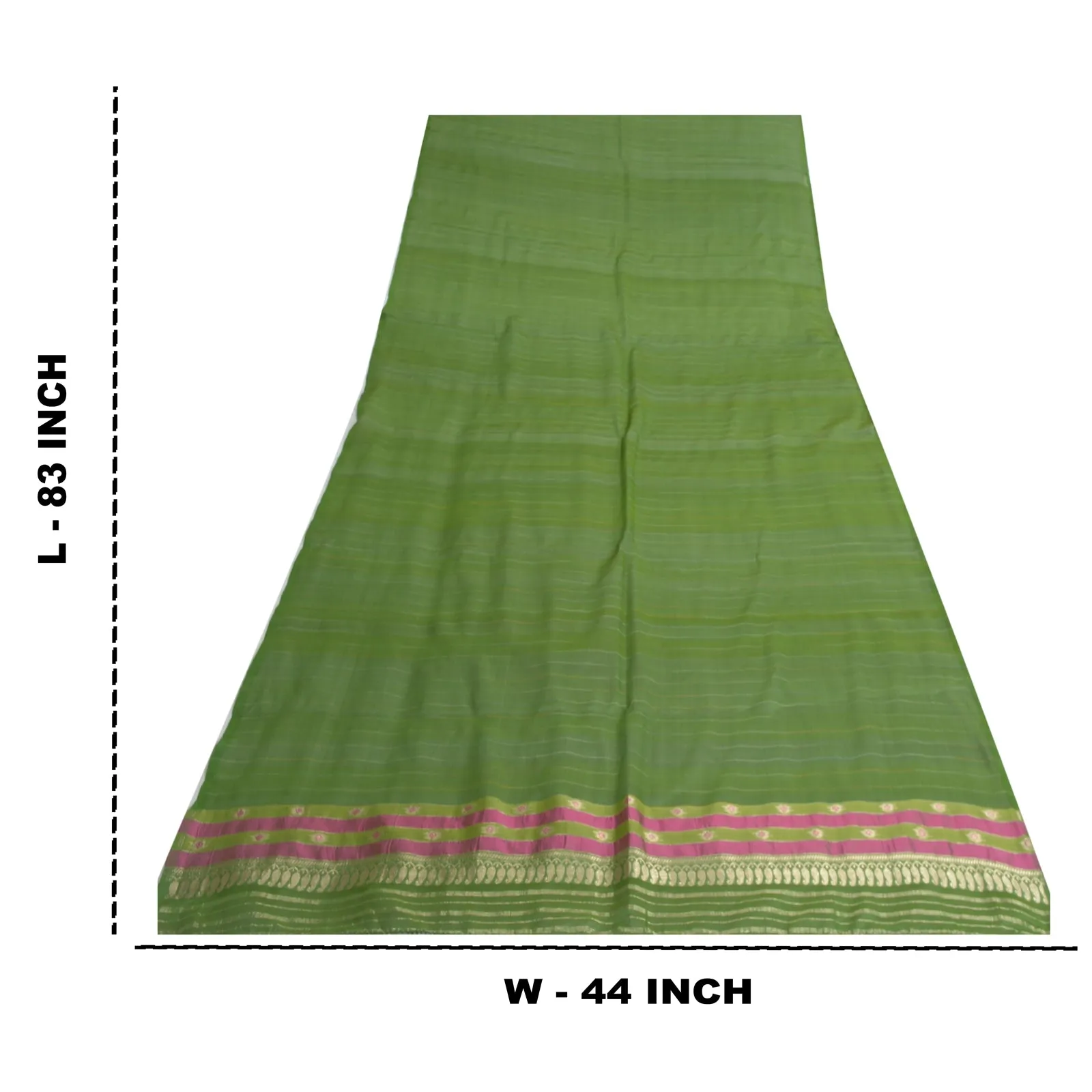 Sanskriti Vintage Green Long Dupatta Stole Pure Silk Woven Brocade/Banarasi Veil