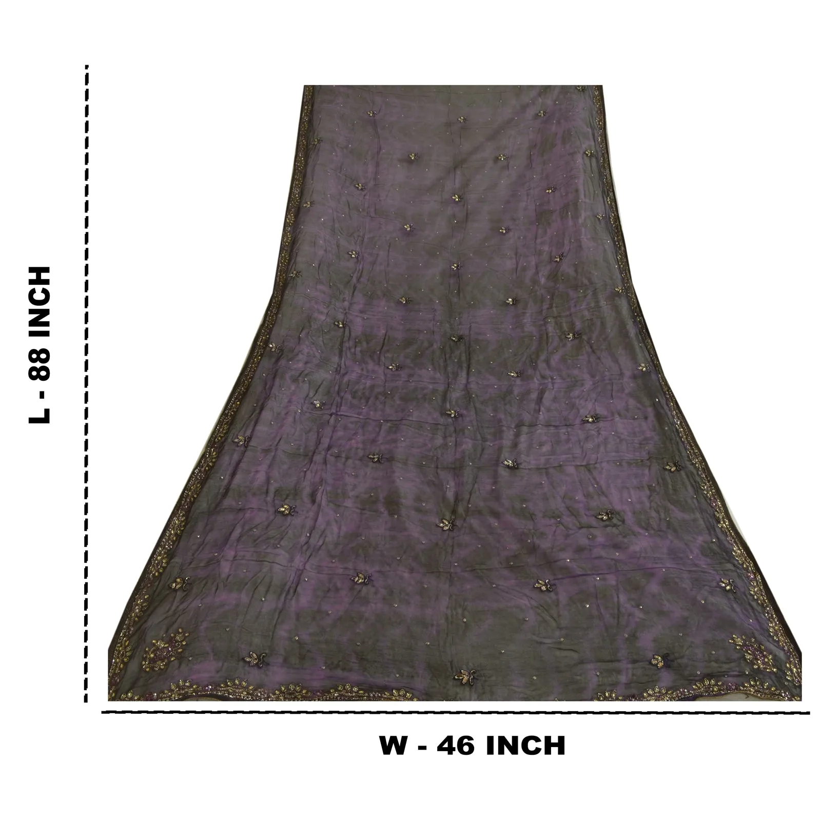 Sanskriti Vintage Purple Dupatta Long Stole Pure Chiffon Silk Handmade Tie-Dye