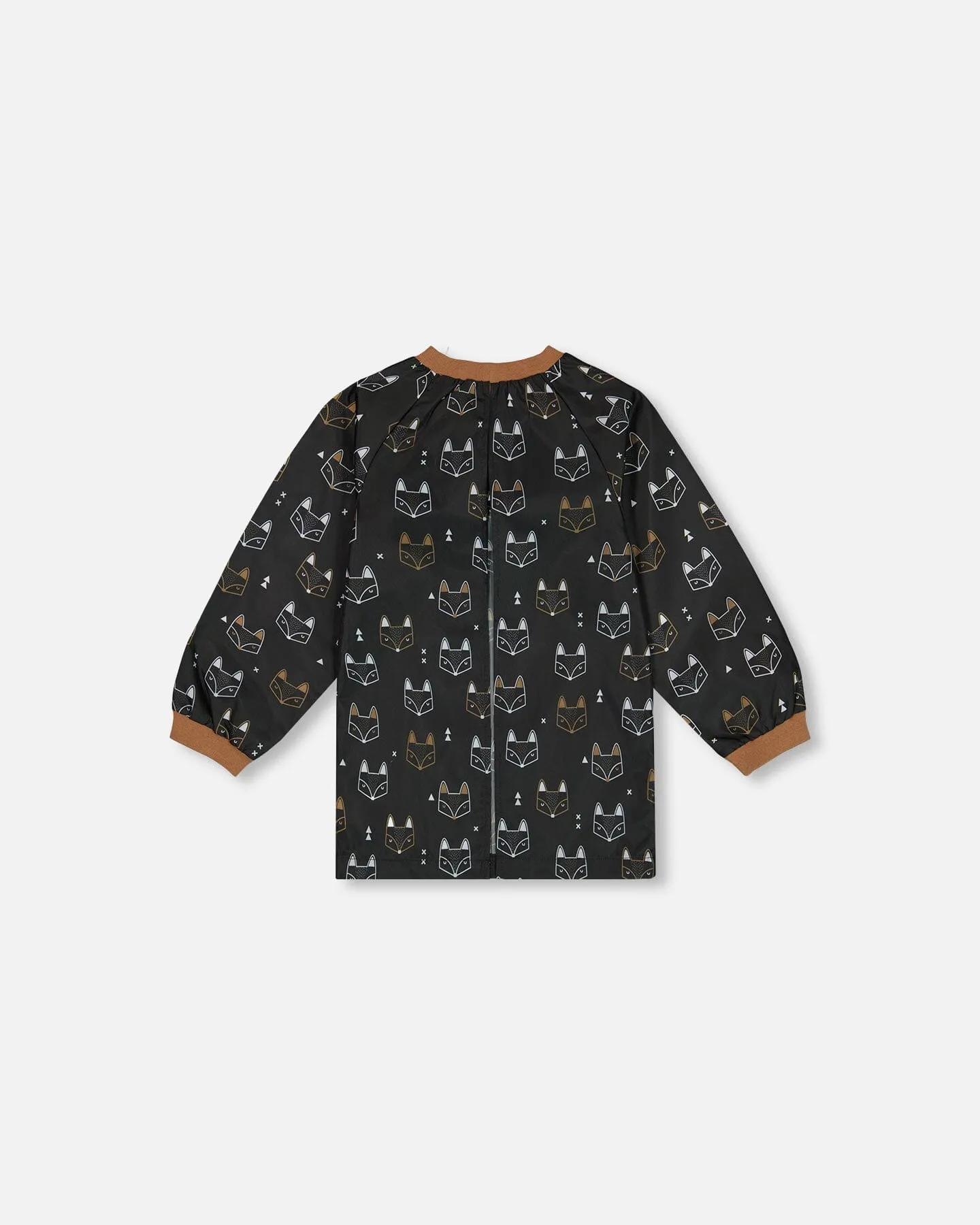 School Apron Black Printed Fox
