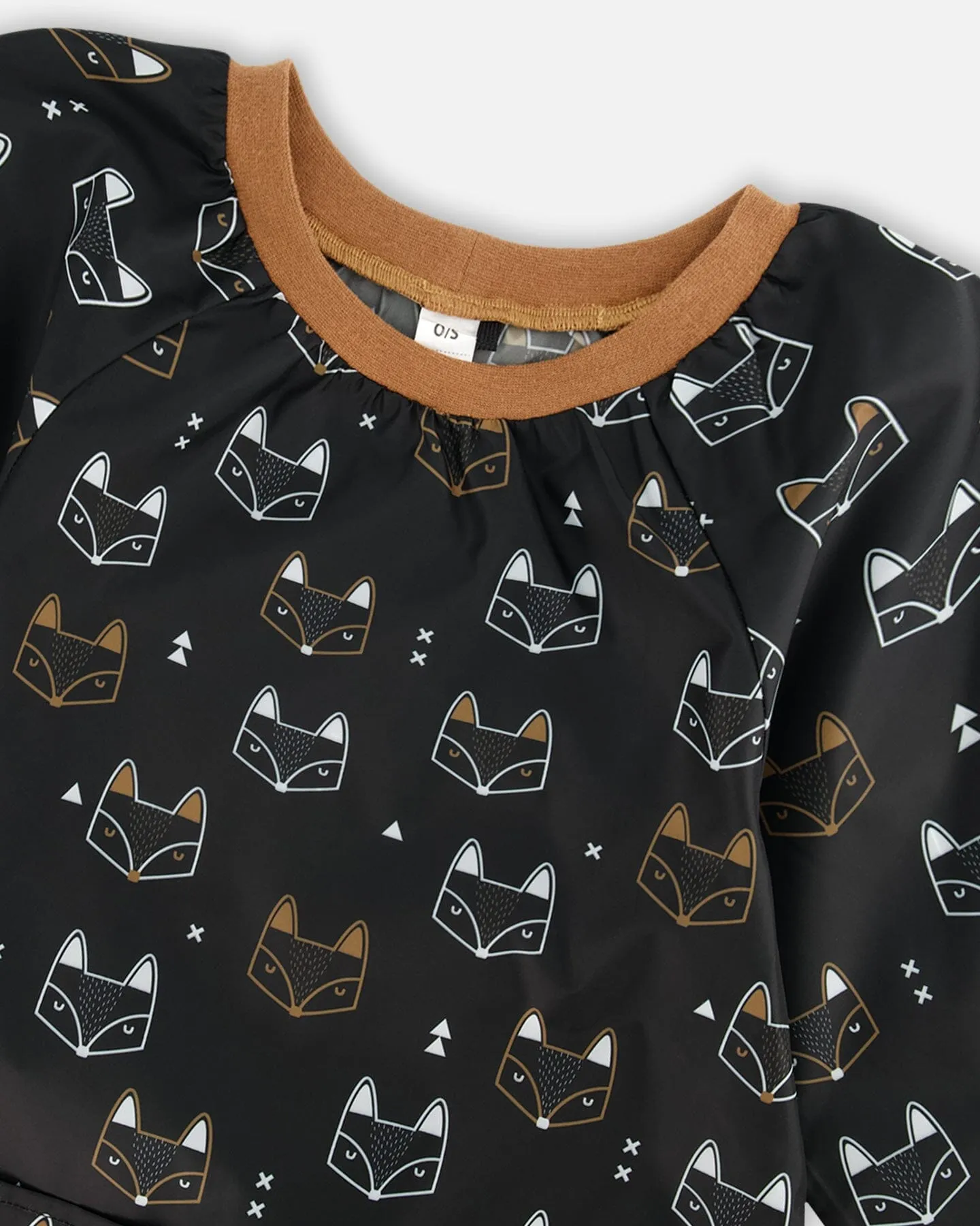 School Apron Black Printed Fox