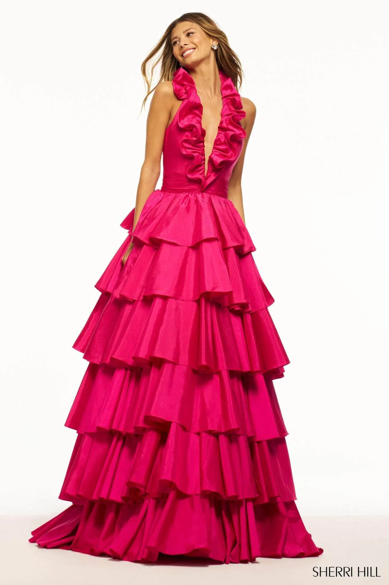 Sherri Hill 56013 - Ruffle Halter Gown